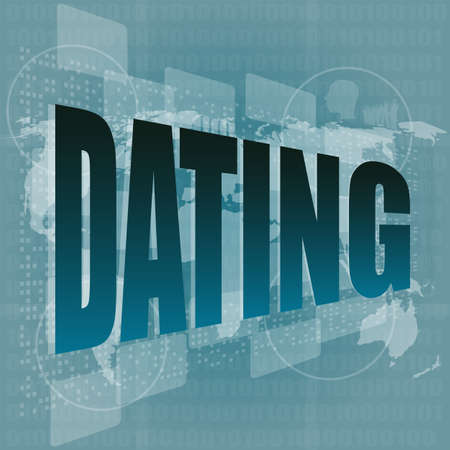 dating word showing romance and love on digital screenの写真素材