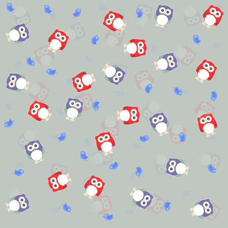 Cute seamless owl background patten for kidsの写真素材