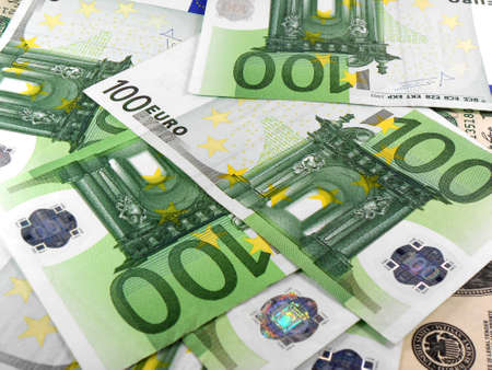 Background with different european union banknotes