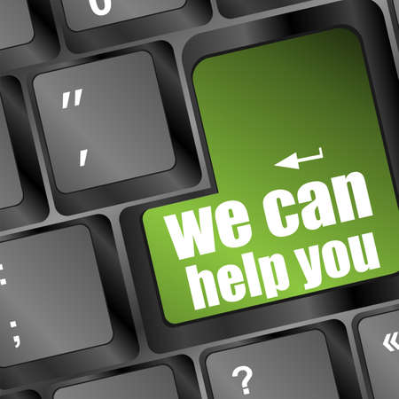 we can help you written on computer buttonの写真素材
