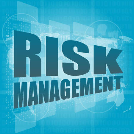 Management concept: words Risk management on digital screenの写真素材