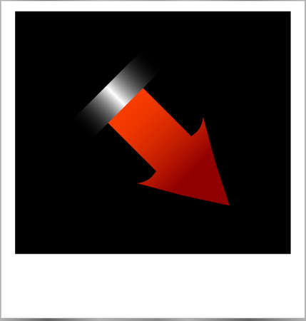 blank photo frame with red arrow isolated on white backgroundの写真素材
