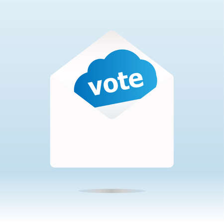 cover envelope with vote text on blue cloudの写真素材