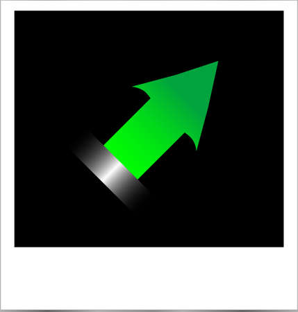 instant photo frame with green arrow, isolated on white backgroundの写真素材