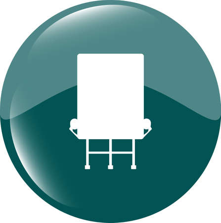 glossy rounded icon button with billboard isolated over white backgroundの写真素材