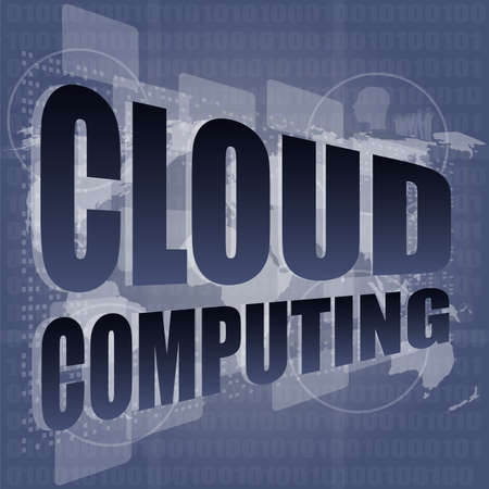 cloud computing word on touch screen, modern virtual technology backgroundの写真素材