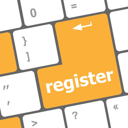 Closeup of register key in a modern keyboardの写真素材