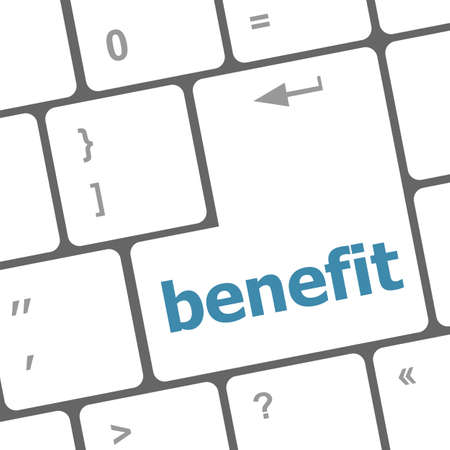 benefit button on keyboard key with soft focusの写真素材