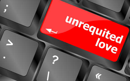 unrequited love on key or keyboard showing internet dating conceptの写真素材