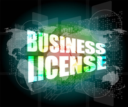 business license on digital touch screenの写真素材