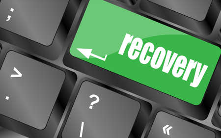key with recovery text on laptop keyboard buttonの写真素材