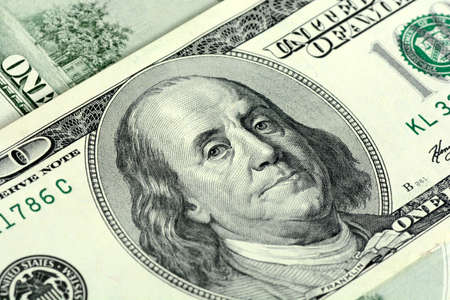 Close-up of a $100 banknotes