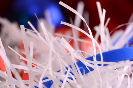 christmas decoration with white fir and blue ribbonの写真素材