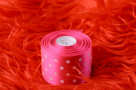 Christmas fir tree with red bow, christmas decorationの写真素材