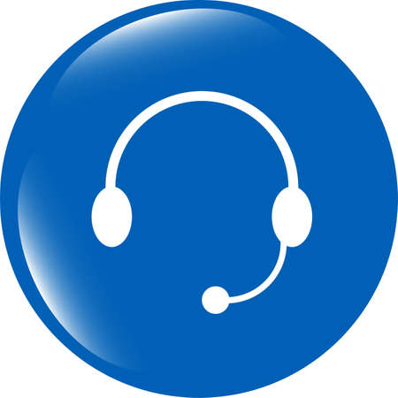 Headphones icon on round internet button original illustration