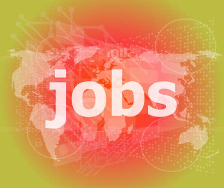 The word jobs on digital screen, social conceptの写真素材