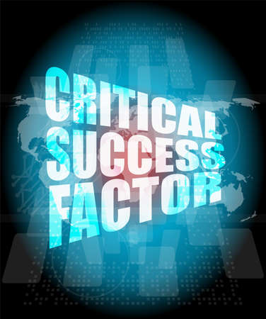critical success factor words on digital screen with world mapの写真素材