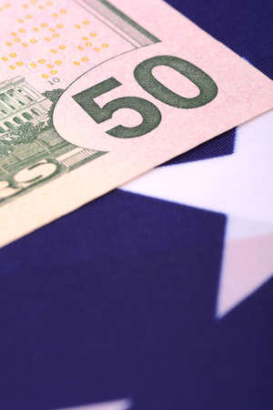 dollars on american flag