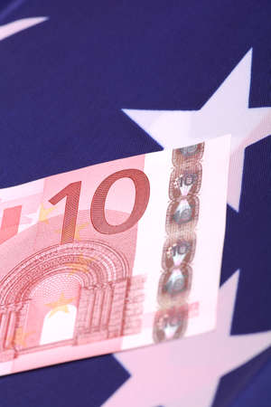 european money on american flag