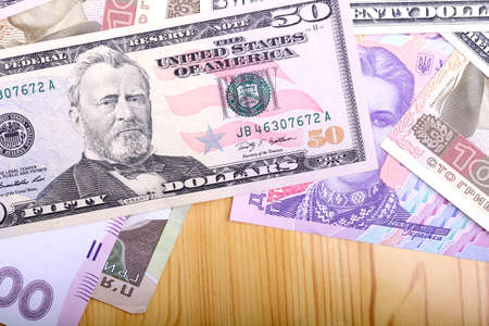 european money and american dollarsの写真素材