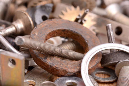 Different screws and other parts, close up