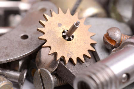 old screw and nail metal head collectionの写真素材