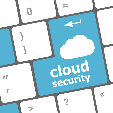 Cloud security concept showing cloud icon on computer keyのイラスト素材