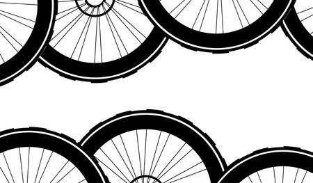 vector bike wheels background pattern. Pattern of bicycle wheels.のイラスト素材