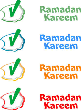 Arabic Islamic calligraphy of text Ramadan Kareem stickers label tag setの写真素材