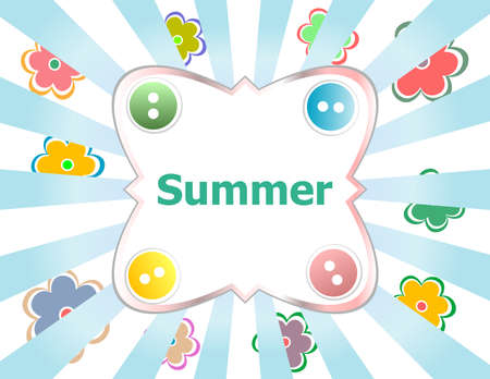 Summer theme with floral over bright multicolored backgroundの写真素材
