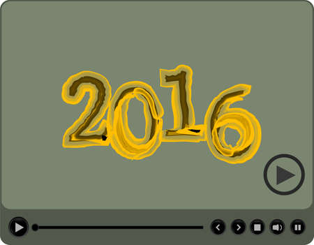 Video player for web with 2016 symbol, media player with new year conceptの写真素材