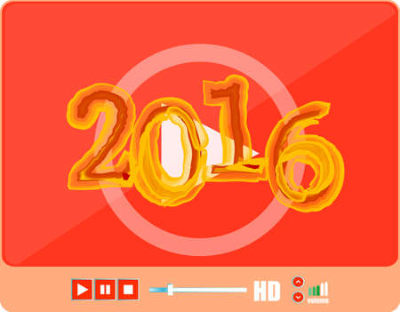 Media player interface, web player isolated on white with a 2016 sign, holiday iconの写真素材