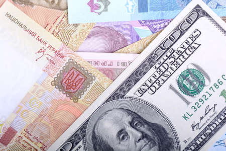 Ukrainian hryvnia and the american dollarsの写真素材