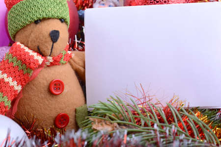german Christmas card with teddy bear. Merry Christmas and a happy New Yearの写真素材