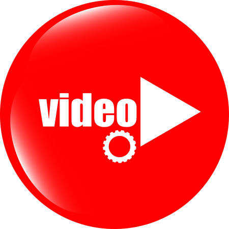 vector video play button (icon) over white backgroundのイラスト素材
