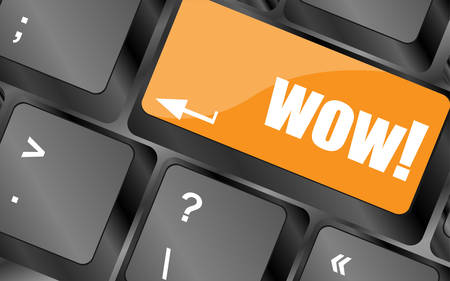 wow button on computer keyboard key, vector illustrationのイラスト素材