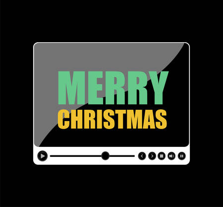 Flat design vector button. merry christmas words on media playerのイラスト素材