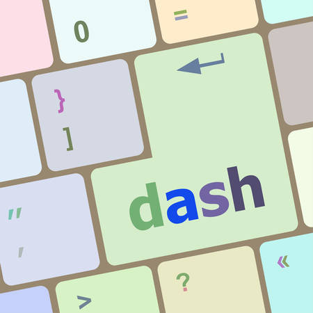 dash word on keyboard key, notebook computer button vector illustrationのイラスト素材