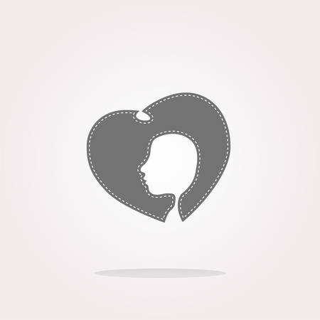 vector icon with heart and woman head. Web Icon Art. Graphic Icon Drawingのイラスト素材