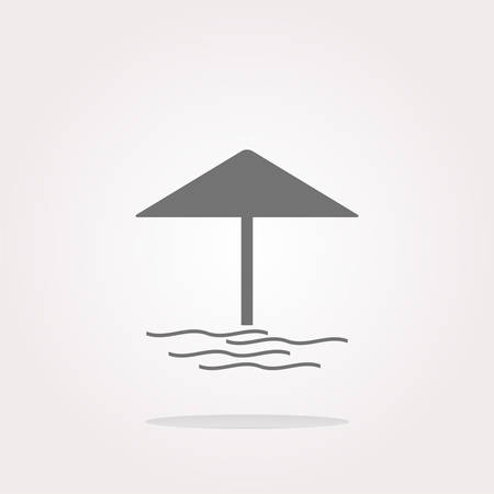 vector Beach umbrella on web icon (button) isolated on whiteのイラスト素材