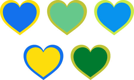 Valentine heart symbol set isolated on white. vector illustrationのイラスト素材