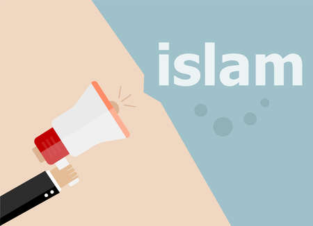 Islam, Hand holding a megaphone. flat styleの写真素材