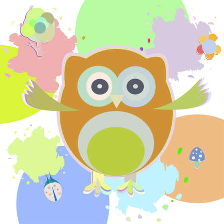 Cute Owl - greetings cardの写真素材