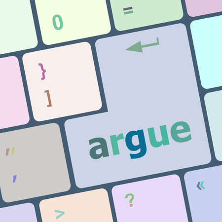 Keyboard with enter button, argue word on itの写真素材