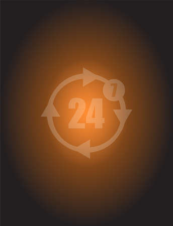 24 7 icon. open 24 hours a day and 7 days a week iconsの写真素材