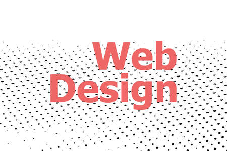 Text Web Design. It concept . Halftone dots. Black dots on white background.の写真素材