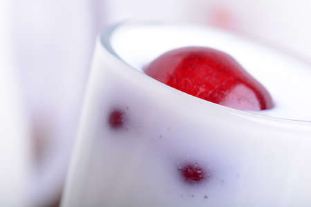 closeup of fresh creamy strawberry milk shake. Close upの写真素材