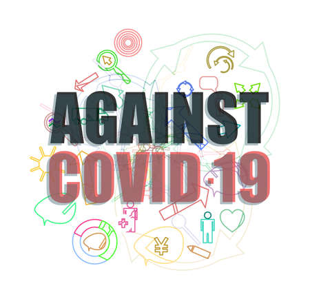 Fight Against Covid-19 Coronavirus. Pandemic medical concept. Sign caution coronavirus. Stop corona virusの写真素材