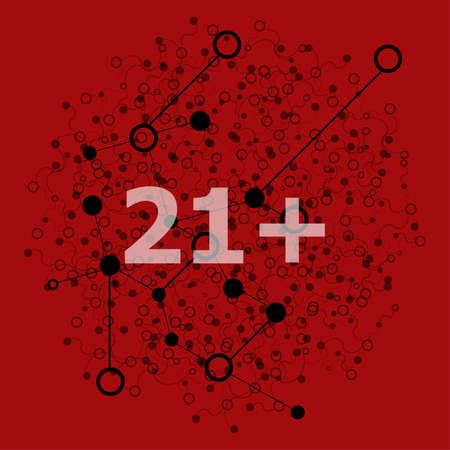 Text 21 plus. Social concept . Abstract background with connecting dots and lines
