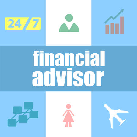 Text financial advisor. Business concept . Infographic dashboard ui interface templateの写真素材